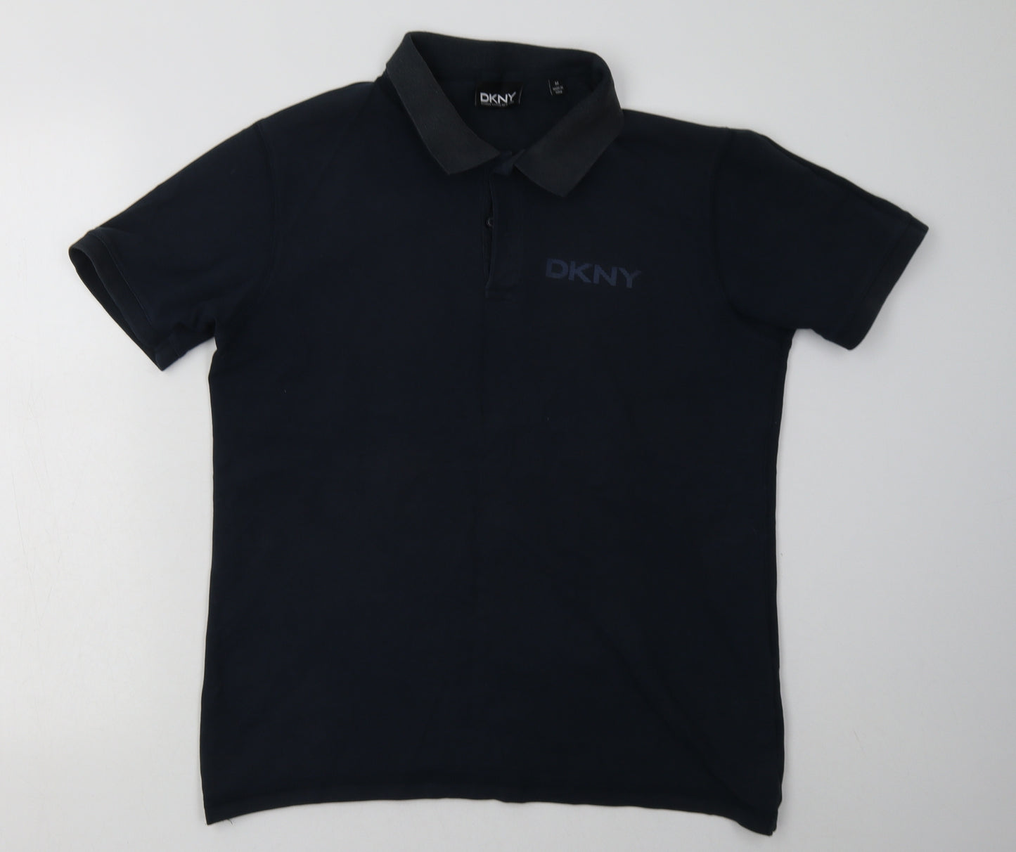 DKNY Mens Blue  Cotton  Polo Size M Collared Button