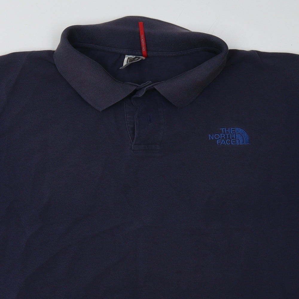 The North Face Mens Blue  Cotton  Polo Size L Collared Button