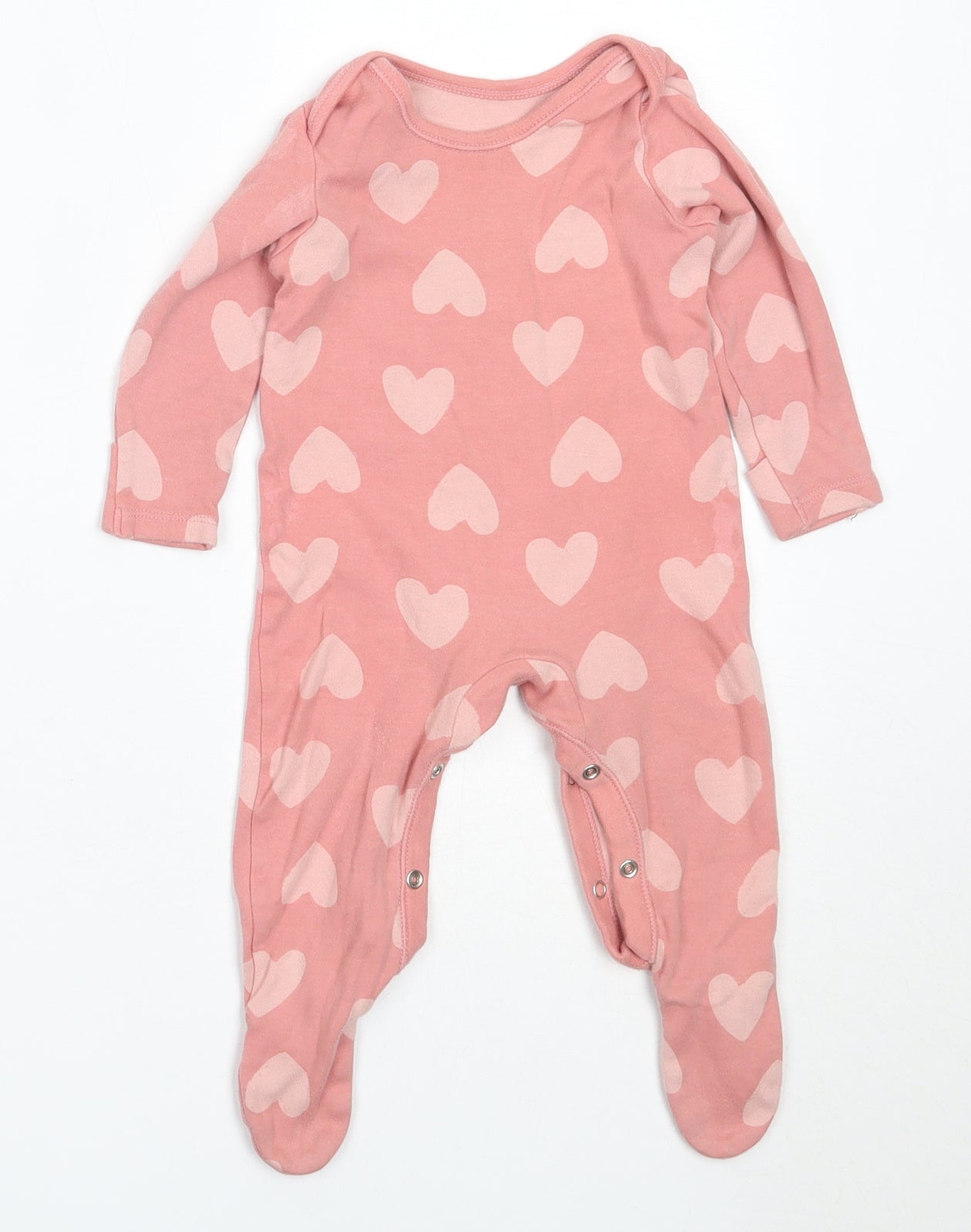 George Girls Pink  Cotton Babygrow One-Piece Size 6-9 Months