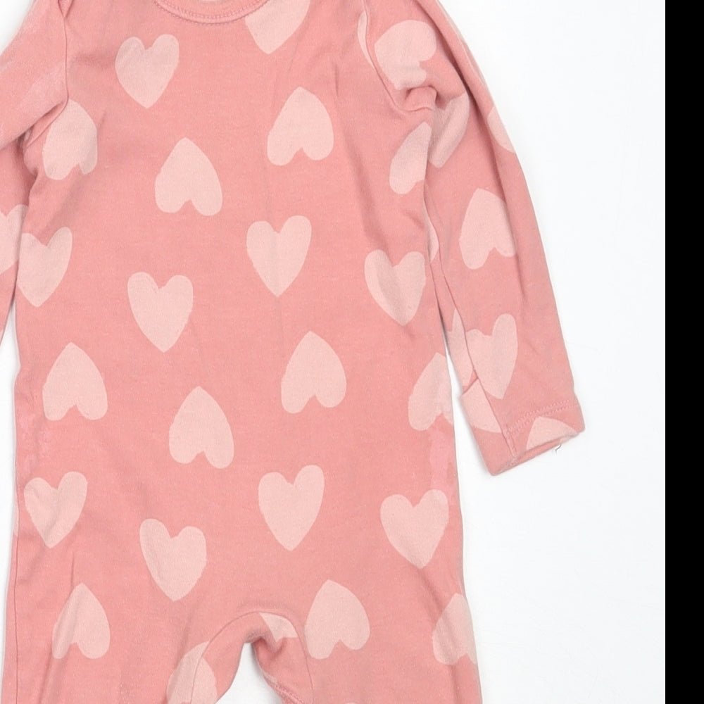 George Girls Pink  Cotton Babygrow One-Piece Size 6-9 Months
