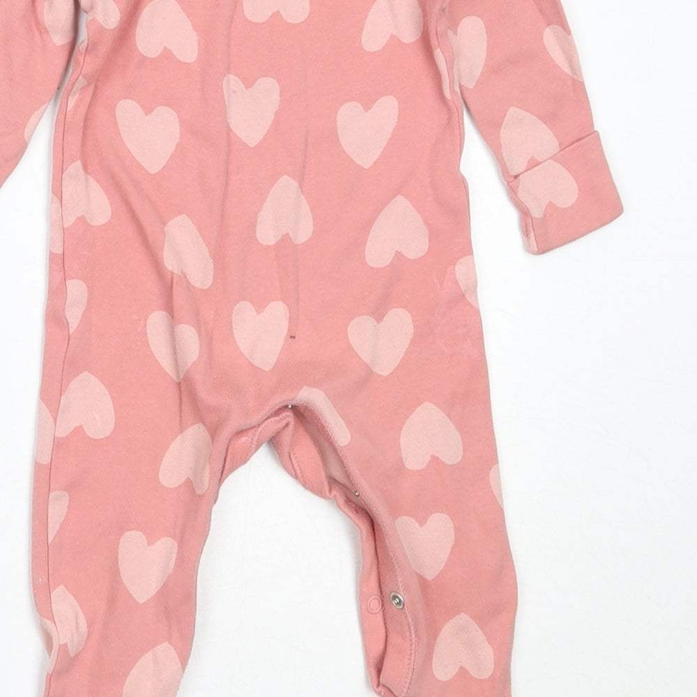 George Girls Pink  Cotton Babygrow One-Piece Size 6-9 Months