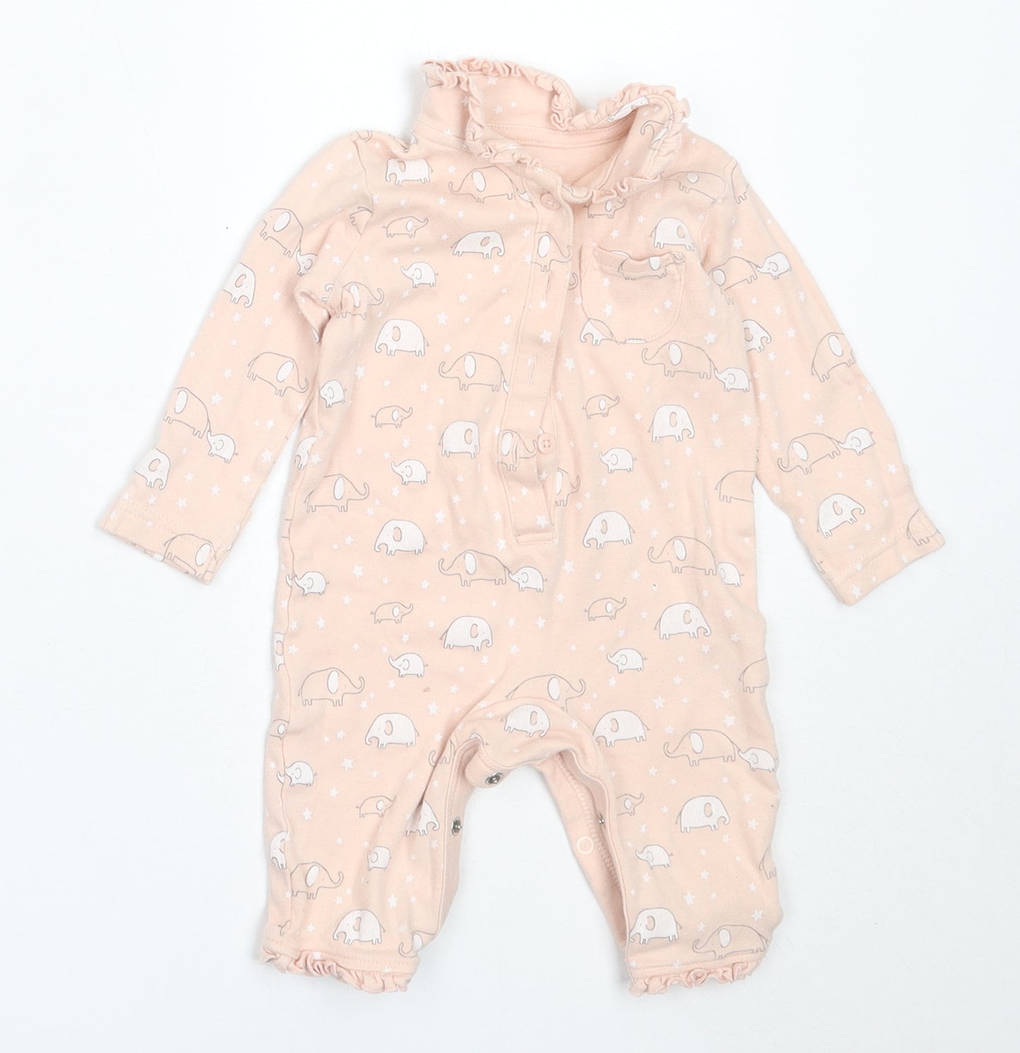 George Girls Pink  Cotton Babygrow One-Piece Size 3-6 Months