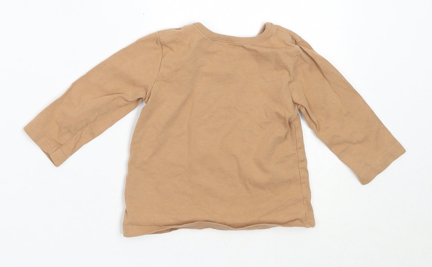 George Boys Brown  Cotton Basic T-Shirt Size 3-6 Months Round Neck