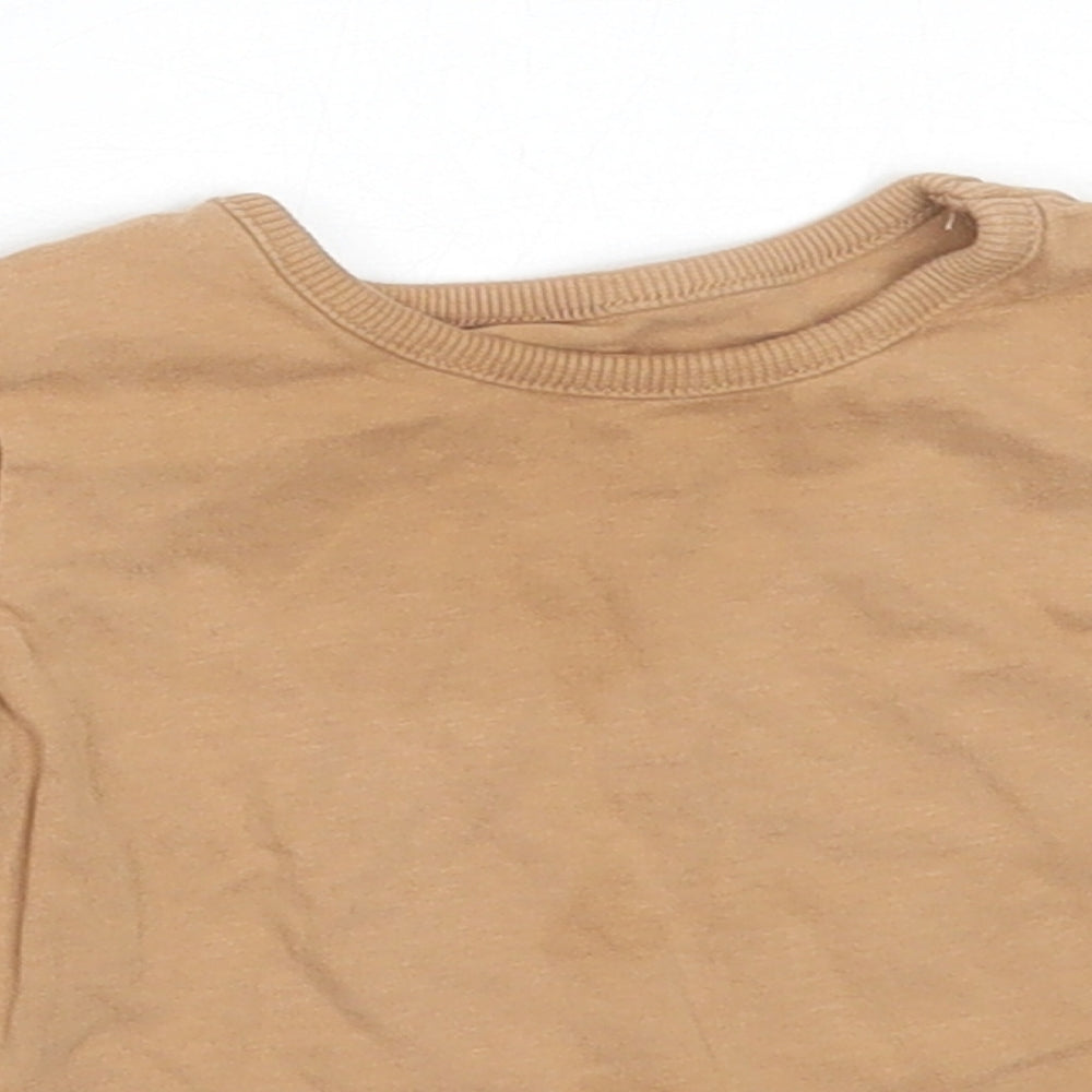 George Boys Brown  Cotton Basic T-Shirt Size 3-6 Months Round Neck