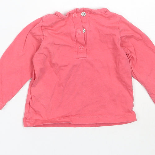 Matalan Girls Pink  Cotton Basic T-Shirt Size 3-6 Months Round Neck
