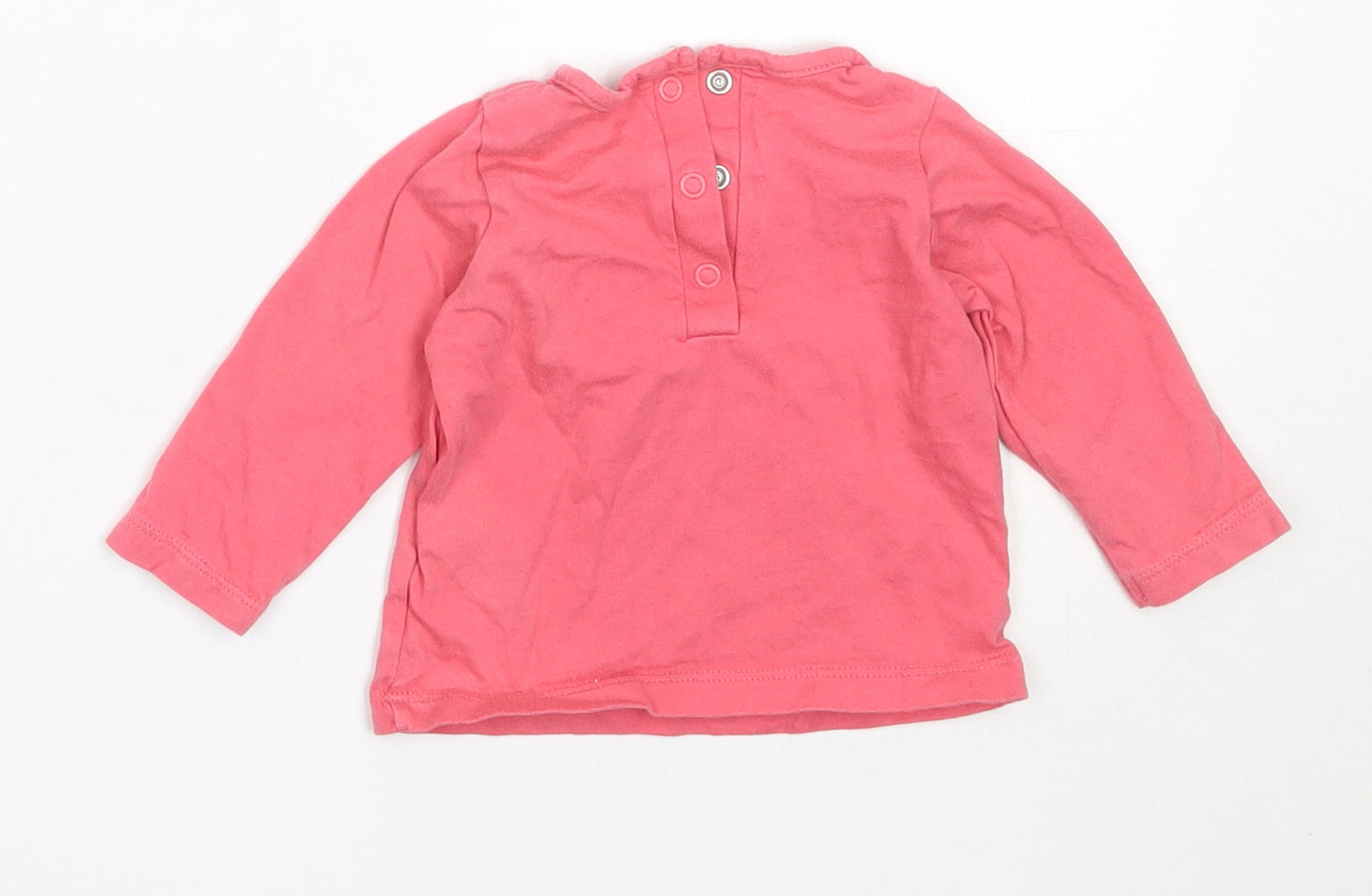 Matalan Girls Pink  Cotton Basic T-Shirt Size 3-6 Months Round Neck