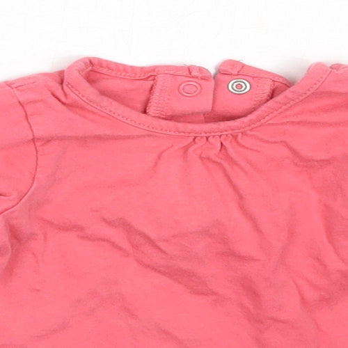 Matalan Girls Pink  Cotton Basic T-Shirt Size 3-6 Months Round Neck