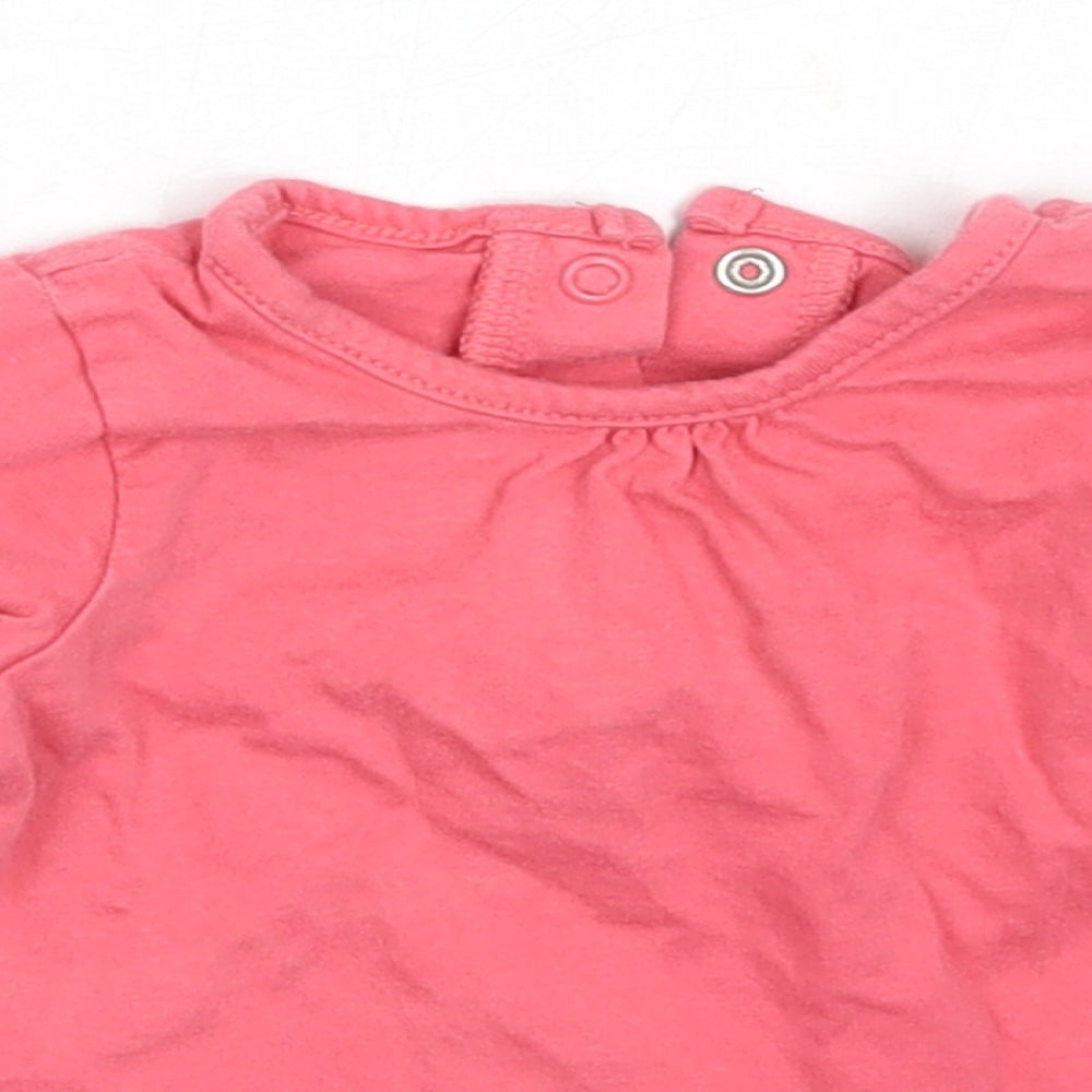 Matalan Girls Pink  Cotton Basic T-Shirt Size 3-6 Months Round Neck