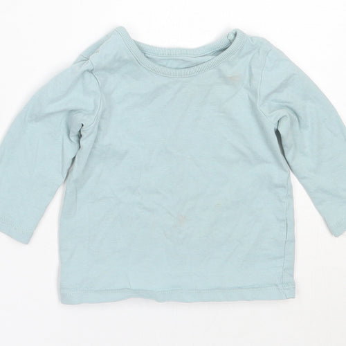 George Girls Blue  Cotton Basic T-Shirt Size 3-6 Months Round Neck