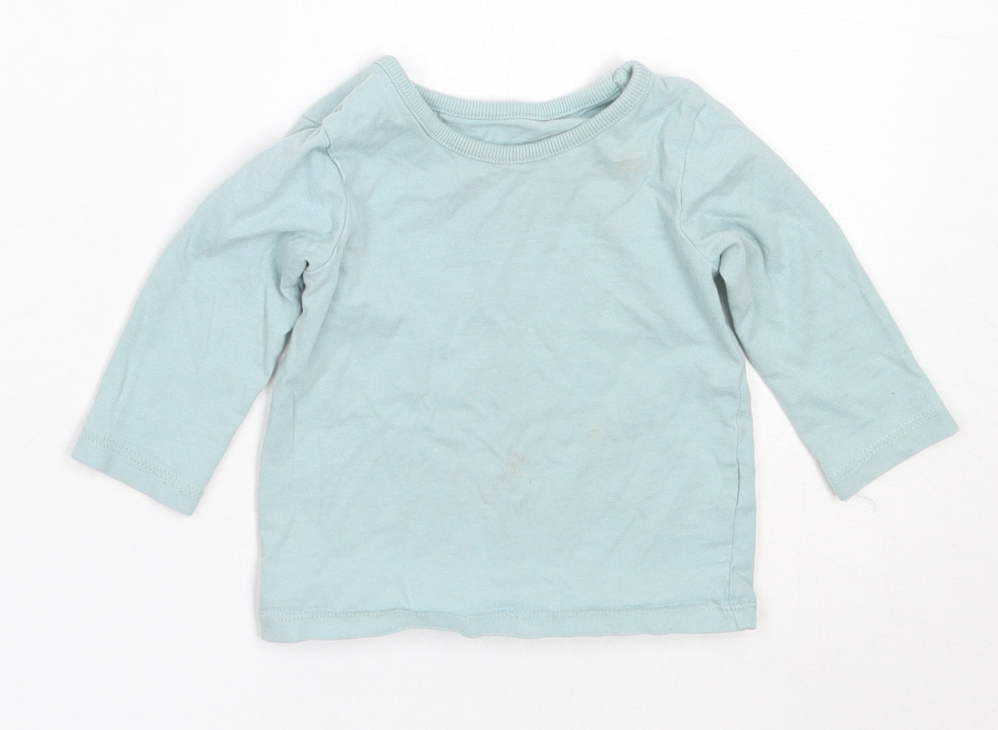 George Girls Blue  Cotton Basic T-Shirt Size 3-6 Months Round Neck
