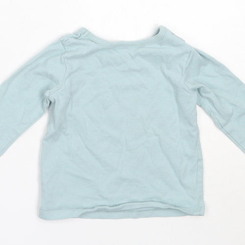 George Girls Blue  Cotton Basic T-Shirt Size 3-6 Months Round Neck