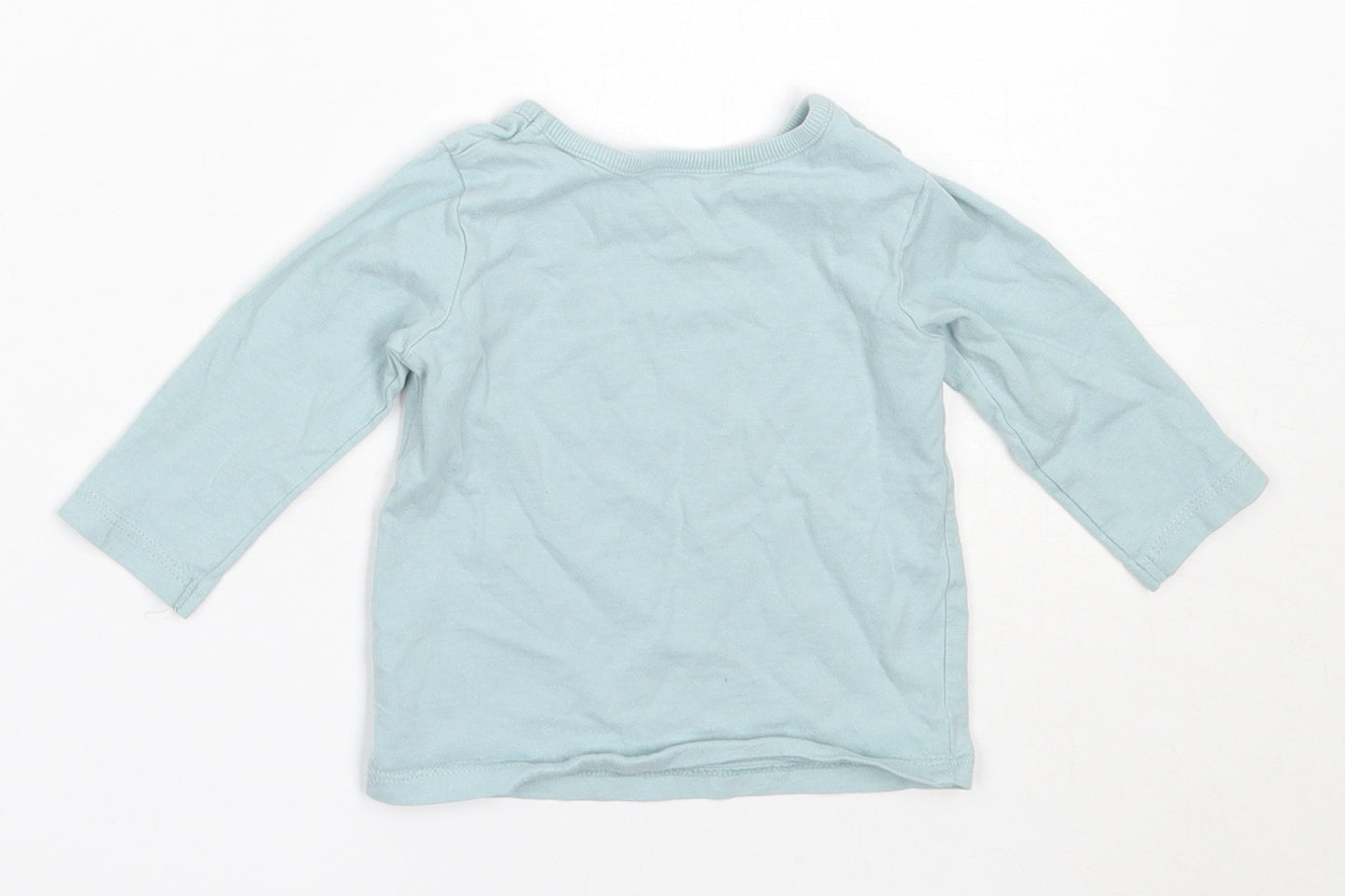 George Girls Blue  Cotton Basic T-Shirt Size 3-6 Months Round Neck