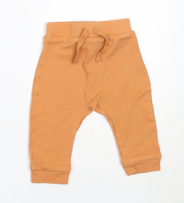 George Boys Orange  Cotton Jogger Trousers Size 3-6 Months