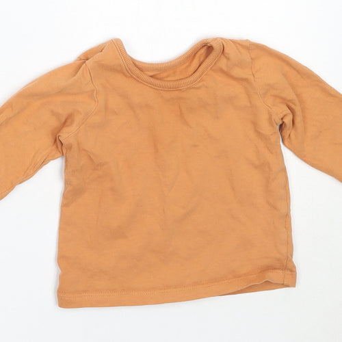George Baby Orange  Cotton Basic T-Shirt Size 3-6 Months Round Neck