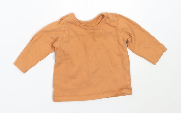 George Baby Orange  Cotton Basic T-Shirt Size 3-6 Months Round Neck