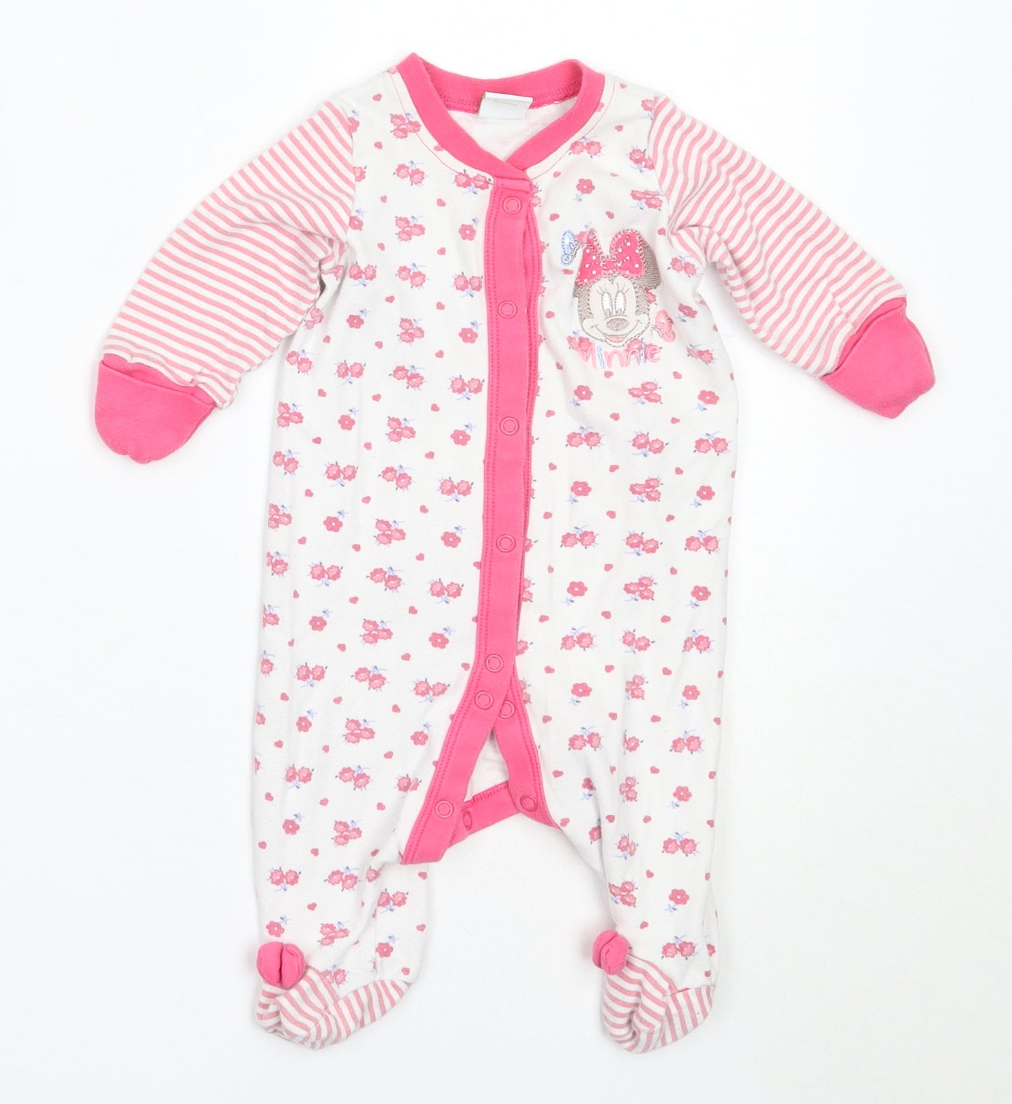 Disney Girls White Floral Cotton Babygrow One-Piece Size 3-6 Months