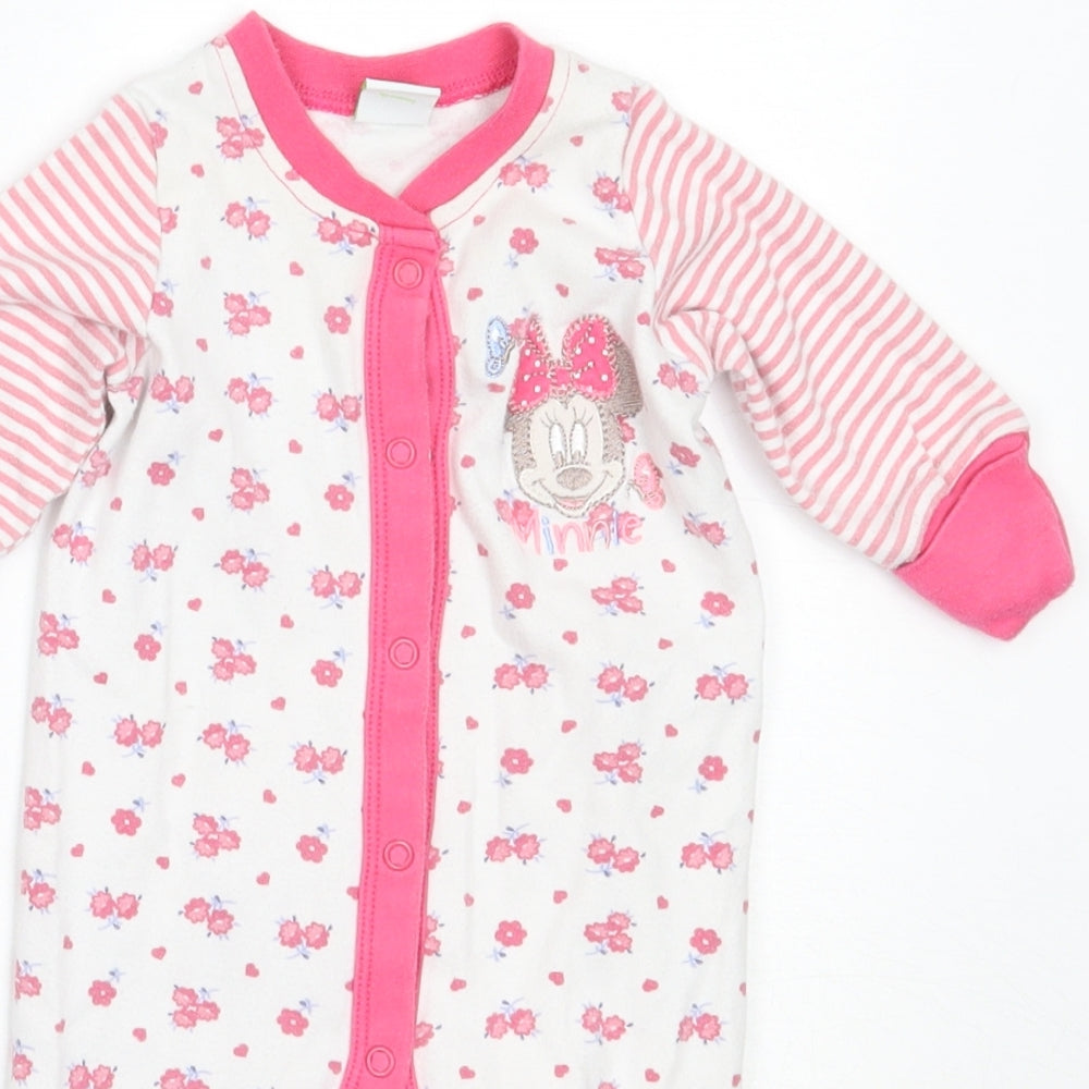 Disney Girls White Floral Cotton Babygrow One-Piece Size 3-6 Months