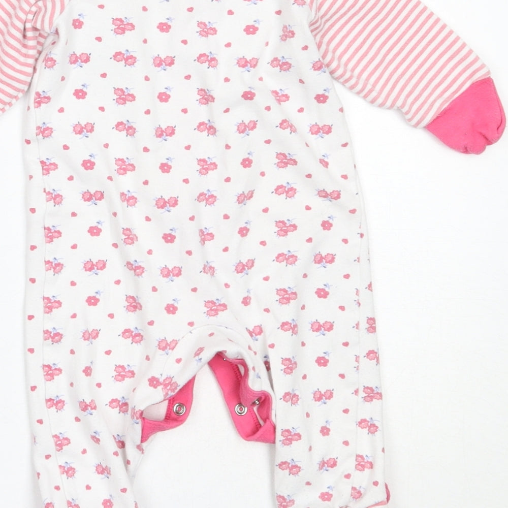 Disney Girls White Floral Cotton Babygrow One-Piece Size 3-6 Months