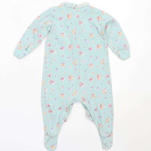 NEXT Girls Blue Floral Cotton Babygrow One-Piece Size 3-6 Months