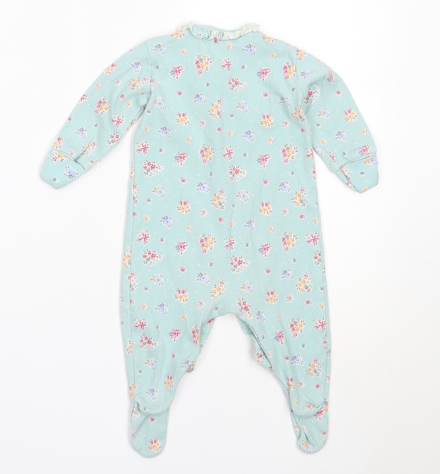NEXT Girls Blue Floral Cotton Babygrow One-Piece Size 3-6 Months
