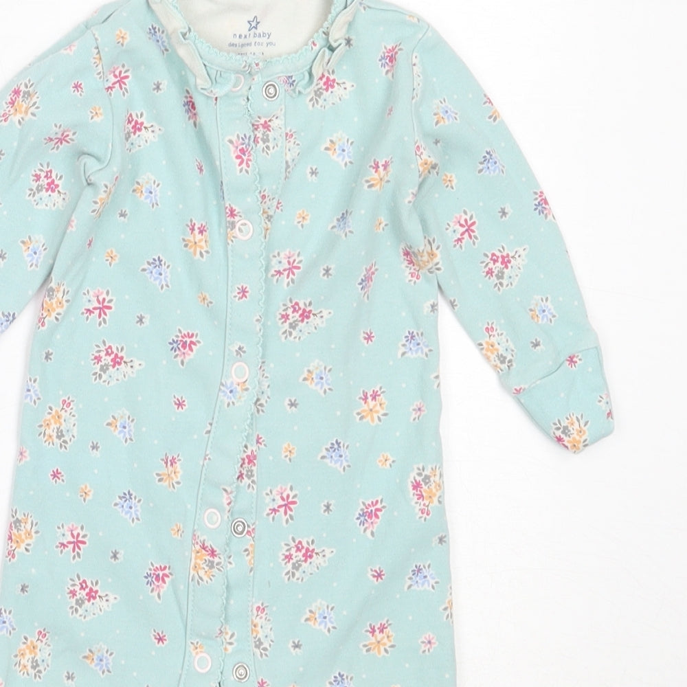 NEXT Girls Blue Floral Cotton Babygrow One-Piece Size 3-6 Months