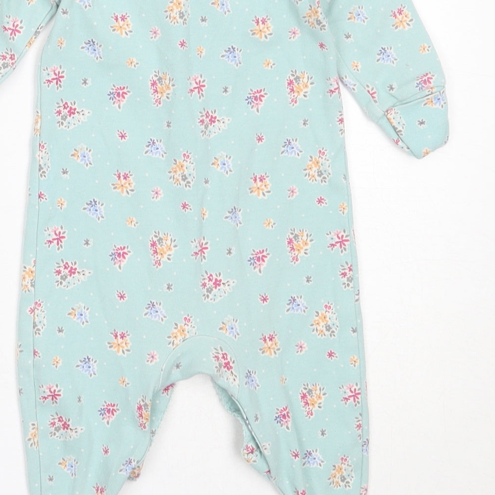 NEXT Girls Blue Floral Cotton Babygrow One-Piece Size 3-6 Months