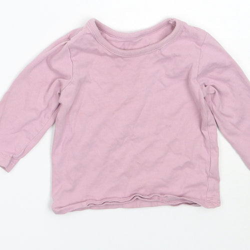 George Girls Purple  Cotton Basic T-Shirt Size 3-6 Months Round Neck