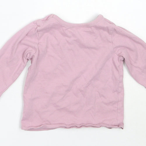 George Girls Purple  Cotton Basic T-Shirt Size 3-6 Months Round Neck