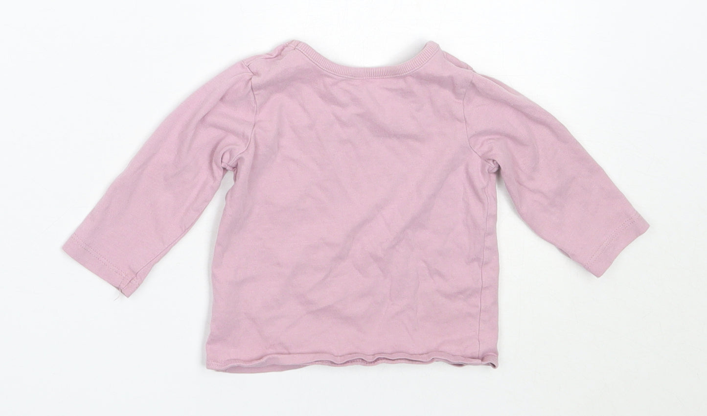 George Girls Purple  Cotton Basic T-Shirt Size 3-6 Months Round Neck