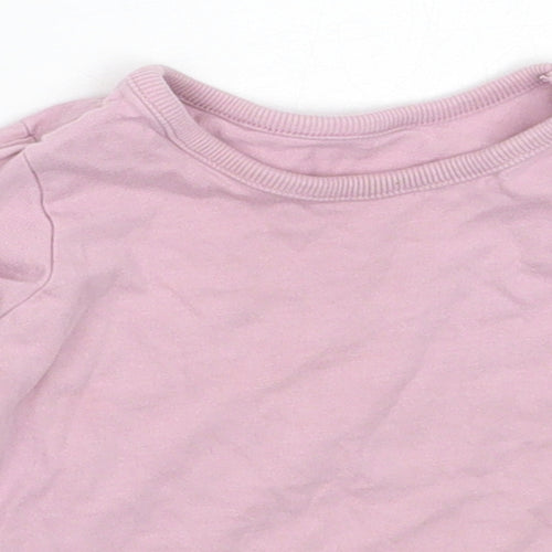George Girls Purple  Cotton Basic T-Shirt Size 3-6 Months Round Neck
