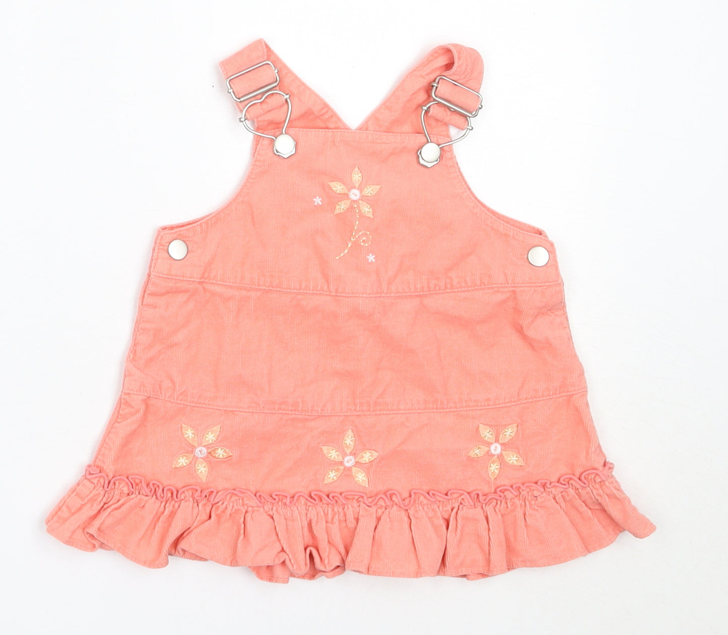 Adams Girls Pink  Cotton Pinafore/Dungaree Dress  Size 3-6 Months  Square Neck