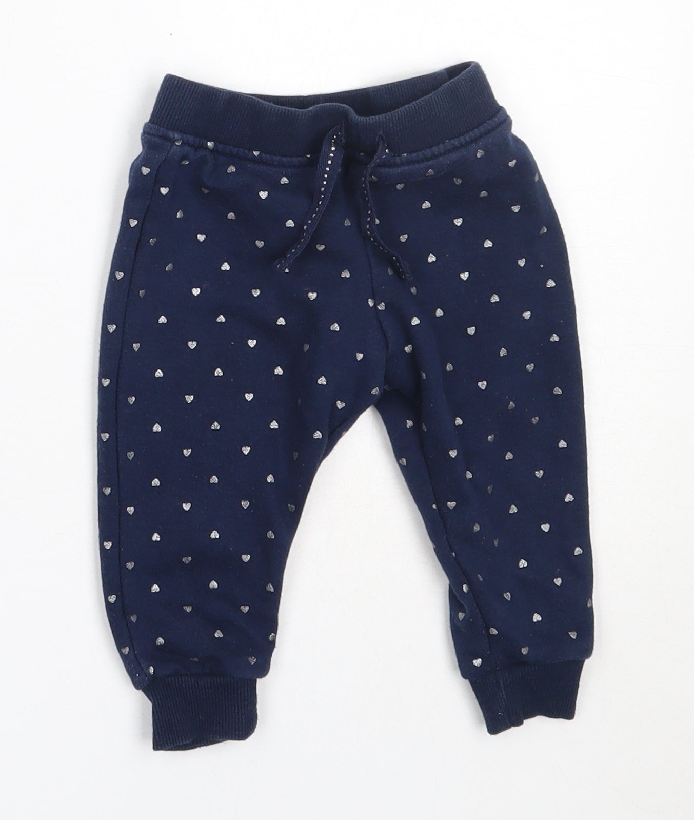 Primark Girls Blue  Cotton Jogger Trousers Size 6-9 Months