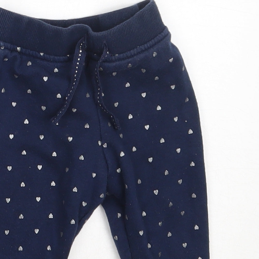 Primark Girls Blue  Cotton Jogger Trousers Size 6-9 Months