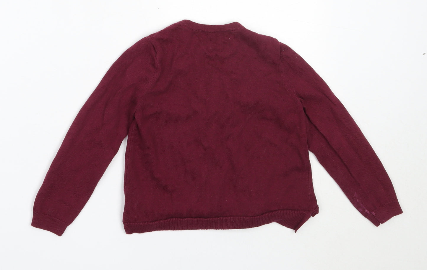 H&M Girls Purple Round Neck  Cotton Cardigan Jumper Size 2-3 Years