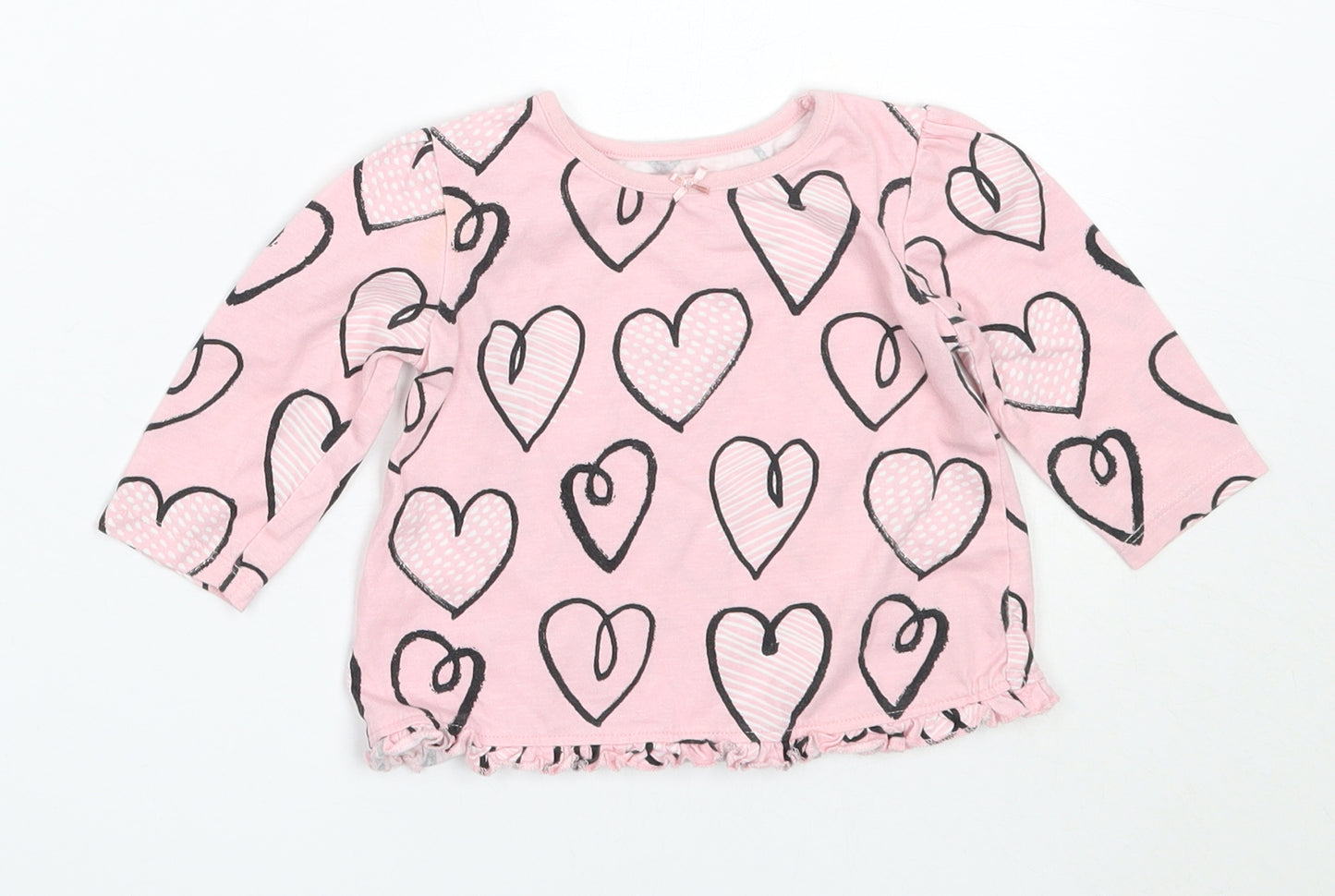 George Girls Pink  Cotton Basic T-Shirt Size 6-9 Months Round Neck