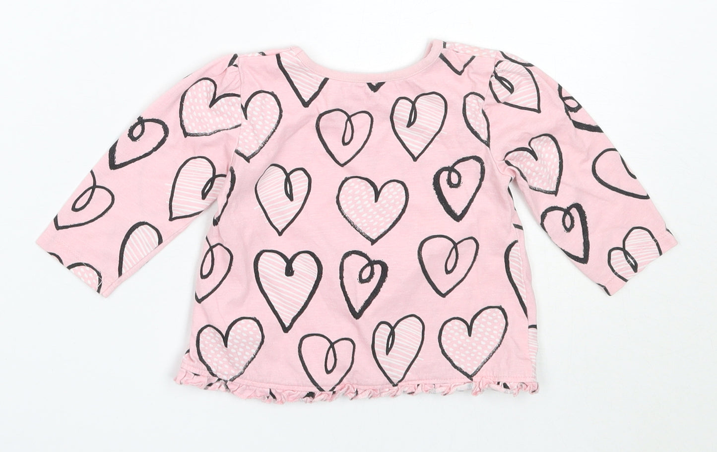 George Girls Pink  Cotton Basic T-Shirt Size 6-9 Months Round Neck