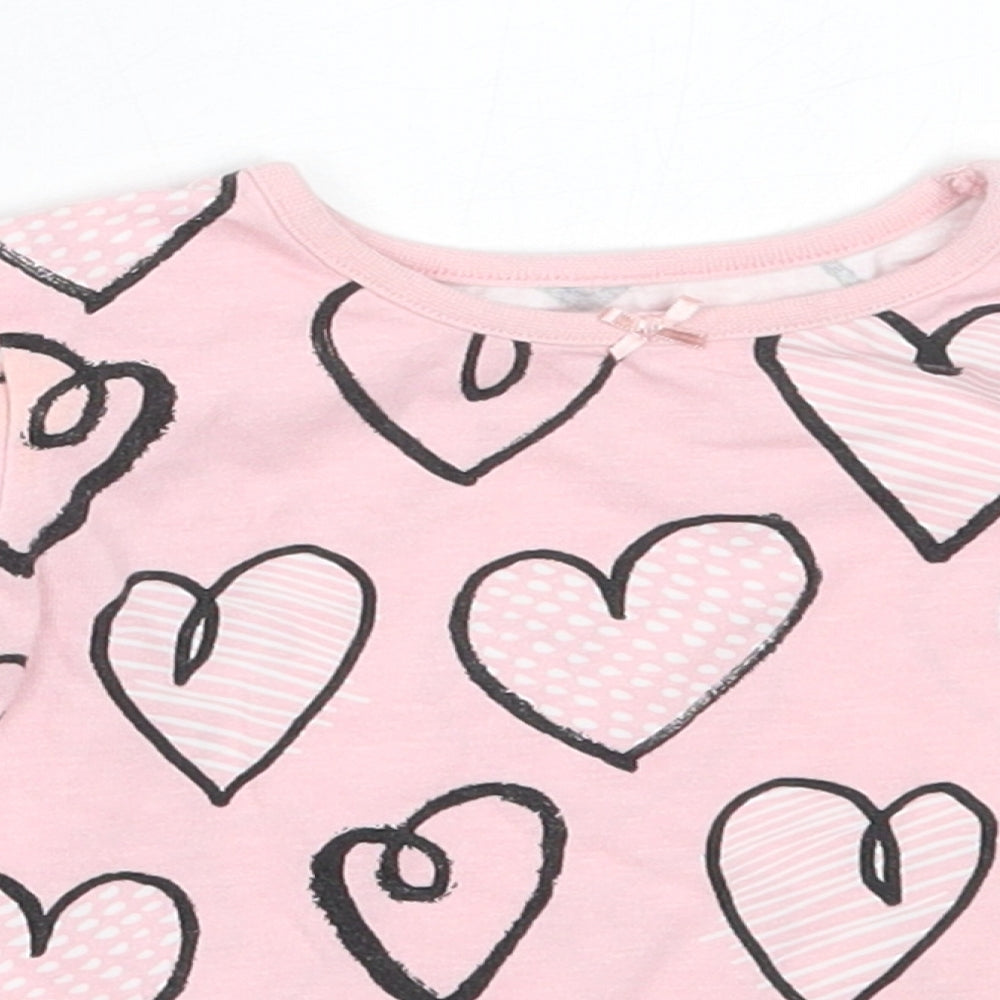 George Girls Pink  Cotton Basic T-Shirt Size 6-9 Months Round Neck