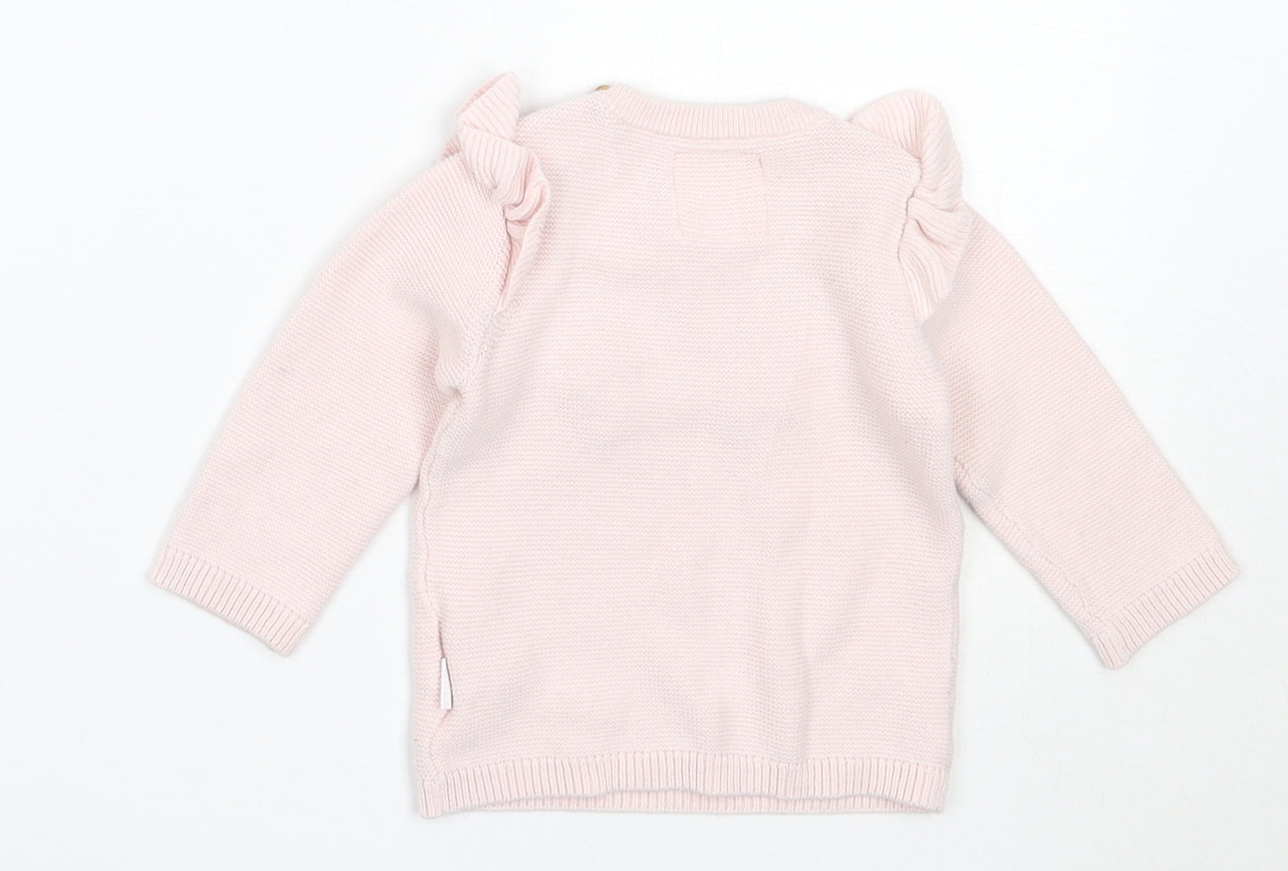 F&F Girls Pink  Cotton Pullover Jumper Size 6-9 Months