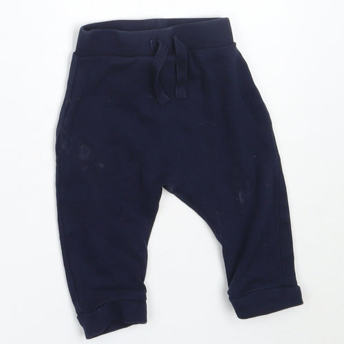 George Boys Blue  Cotton Jogger Trousers Size 3-6 Months