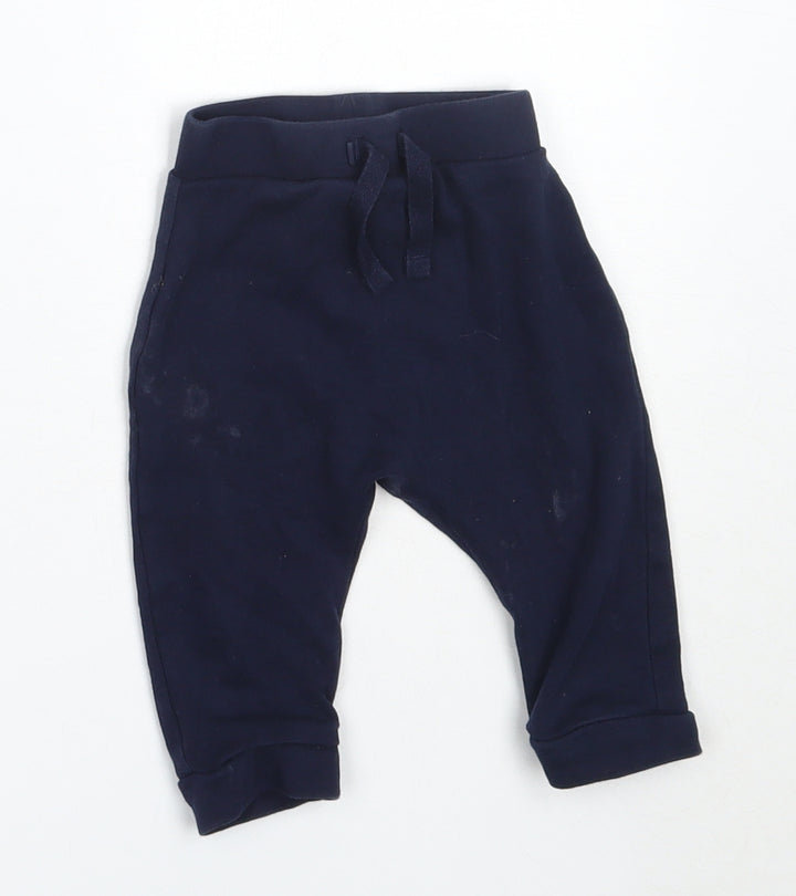 George Boys Blue  Cotton Jogger Trousers Size 3-6 Months