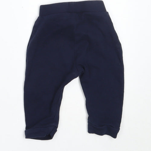 George Boys Blue  Cotton Jogger Trousers Size 3-6 Months