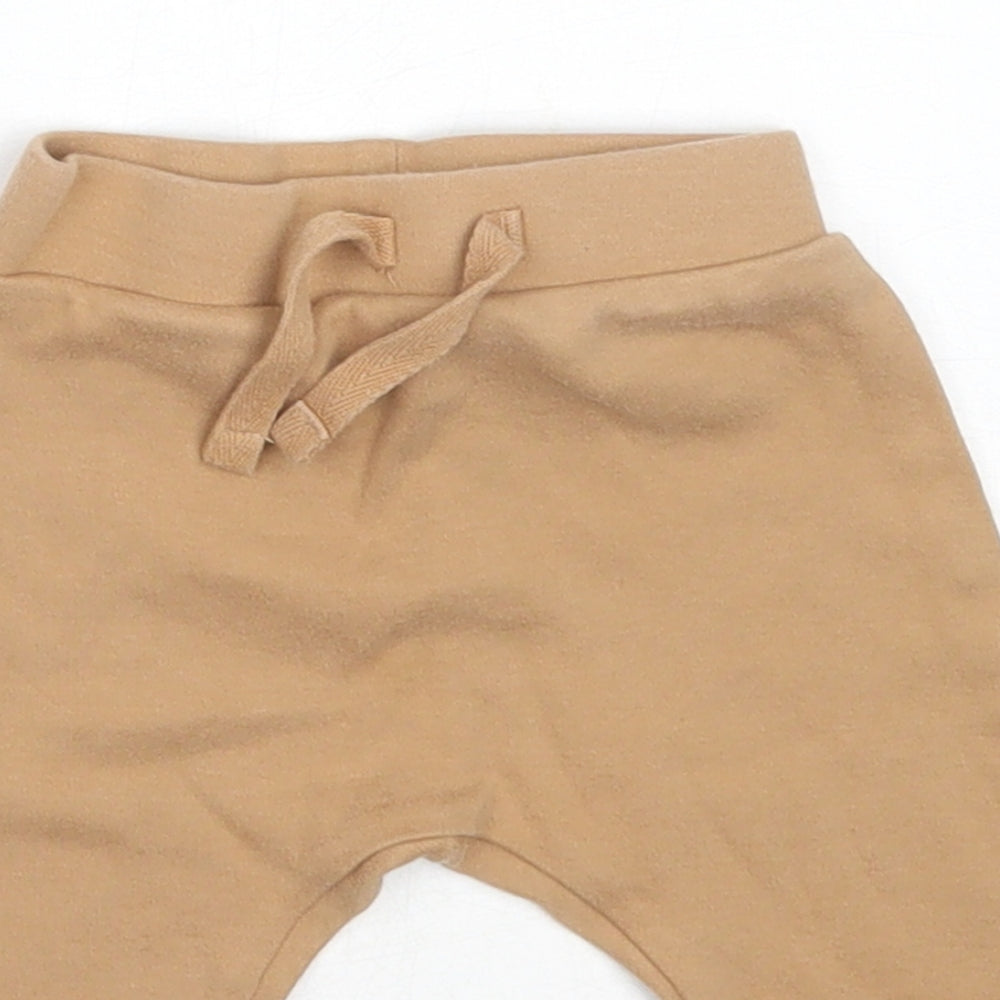 George Boys Beige  Cotton Jogger Trousers Size 3-6 Months