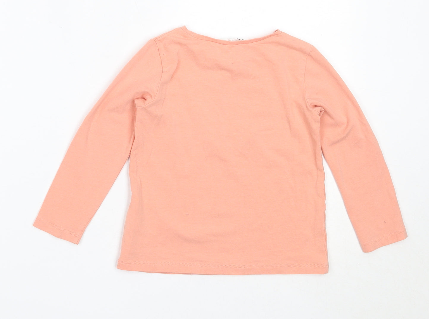 H&M Girls Pink  Cotton Basic T-Shirt Size 3-4 Years Round Neck  - Halloween Pumpkin