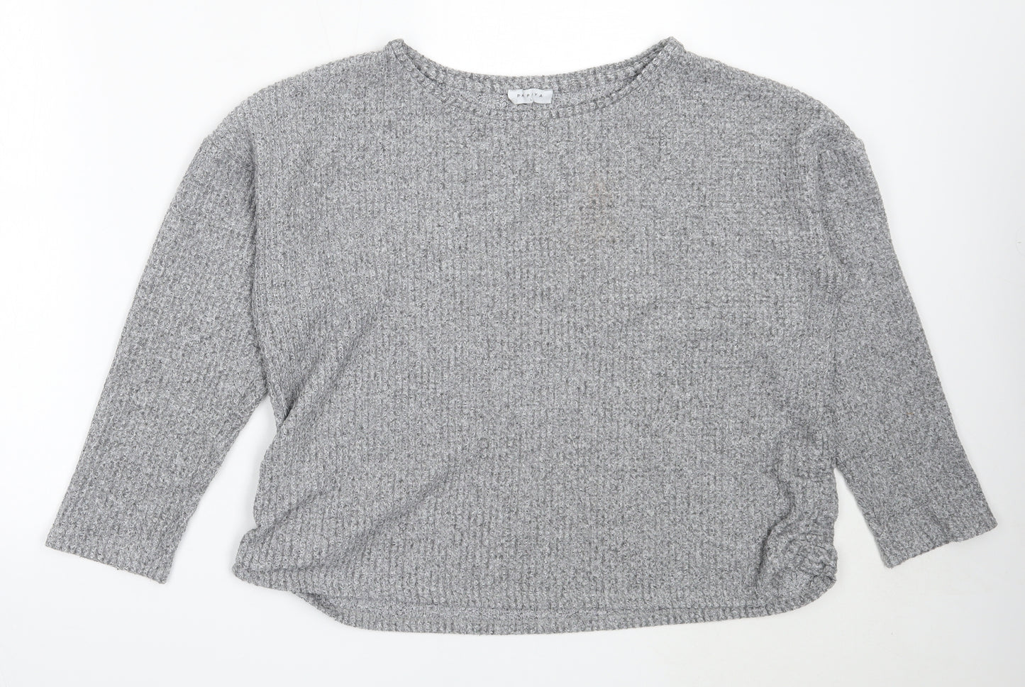 Papaya Womens Grey Round Neck  Polyester Pullover Jumper Size L