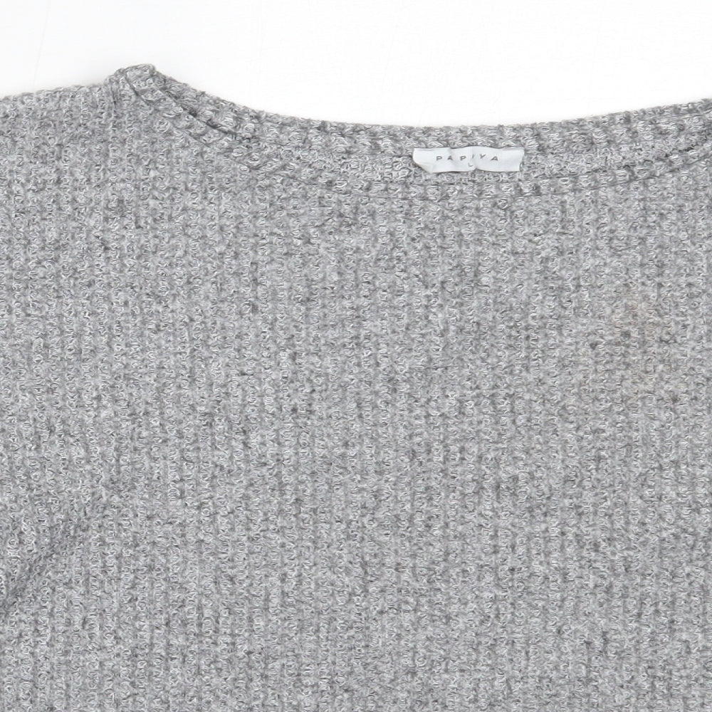 Papaya Womens Grey Round Neck  Polyester Pullover Jumper Size L
