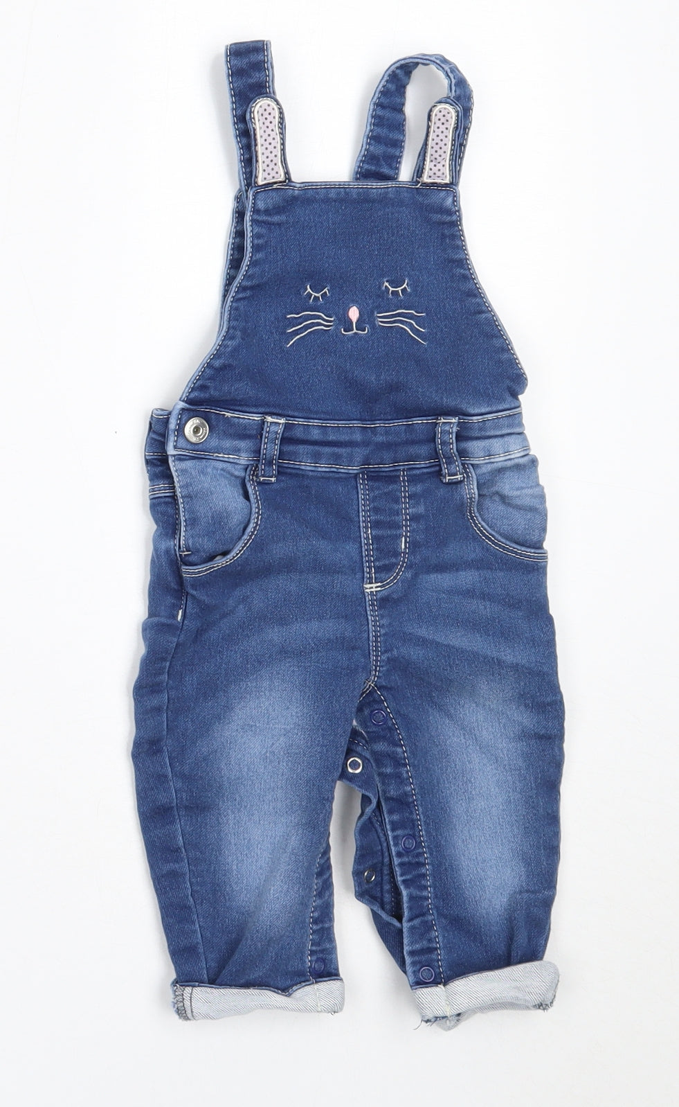 Primark Girls Blue  Cotton Dungaree One-Piece Size 6-9 Months