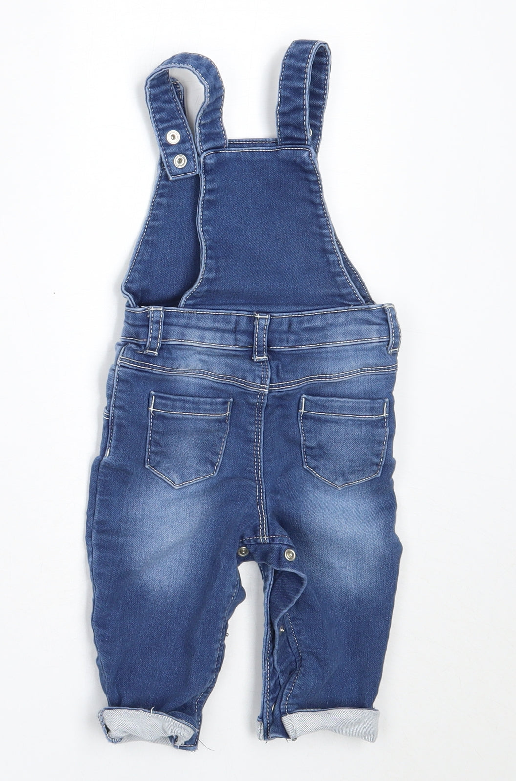 Primark Girls Blue  Cotton Dungaree One-Piece Size 6-9 Months