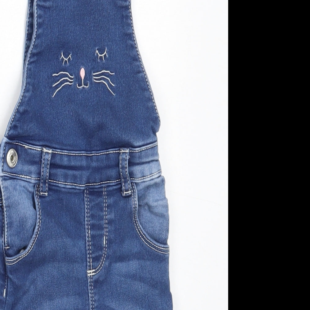Primark Girls Blue  Cotton Dungaree One-Piece Size 6-9 Months
