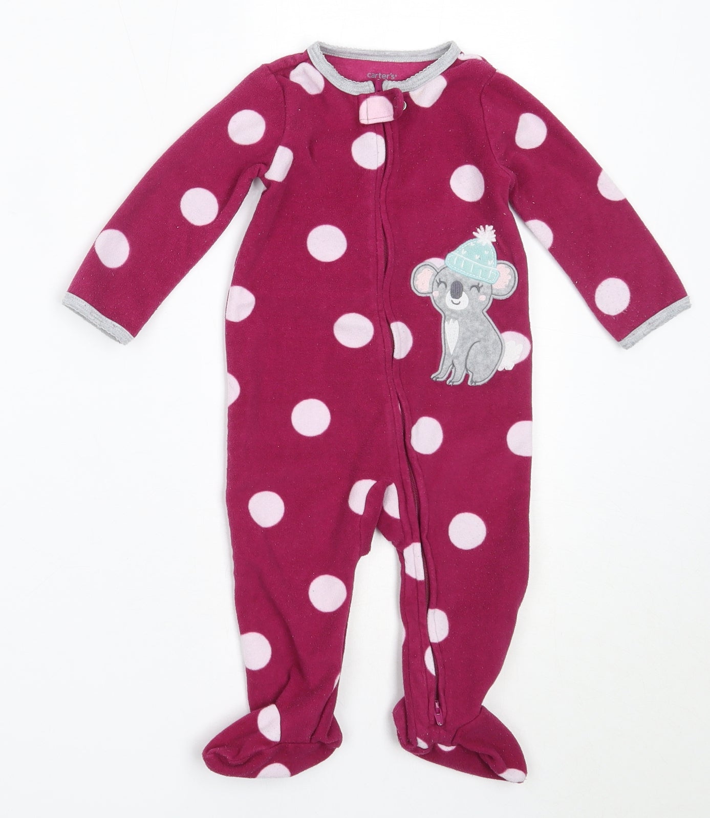 Carter's Girls Purple Polka Dot Polyester Babygrow One-Piece Size 6-9 Months