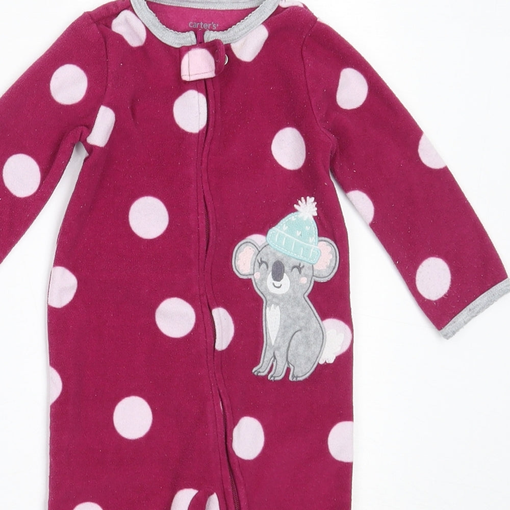 Carter's Girls Purple Polka Dot Polyester Babygrow One-Piece Size 6-9 Months